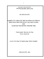 Nghiên cứu chọn lọc một số giống sắn mới có tiềm năng cho năng suất cao, chất lượng tốt tại huyện Thanh Sơn, tỉnh Phú Thọ