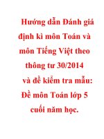 Hướng dẫn đánh giá định kì môn toán và môn tiếng việt theo thông tư 302014 và đề kiểm tra mẫu   đề môn toán lớp 5 cuối năm học