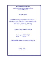 Nghiên cứu đặc điểm nông sinh học và khả năng giâm cành của một số dòng chè đột biến tại phú hộ, phú thọ