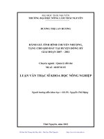 Đánh giá tình hình chuyển nhượng, tặng cho quyền sử dụng đất tại huyện Đồng Hỷ giai đoạn 2007 đến 2011