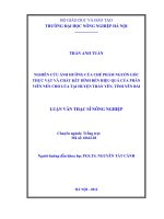 Nghiên cứu ảnh hưởng của chế phẩm nguồn gốc thực vật và chất kết dính đến hiệu quả của phân viên nén cho lúa tại huyện trấn yên, tỉnh yên bái
