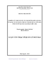 Nghiên cứu một số yếu tố ảnh hưởng đến giá đất ở tại dự án xây dựng trung tâm huyện lỵ Yên Sơn, tỉnh Tuyên Quang giai đoạn 2009 đến 2012