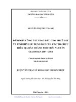 Đánh giá công tác giao đất, cho thuê đất và tình hình sử dụng đất của các tổ chức trên địa bàn thành phố Thái Nguyên giai đoạn 2007 đến 2011