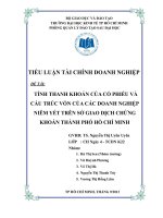 TIỂU LUẬN TÀI CHÍNH DOANH NGHIỆP TÍNH THANH KHOẢN CỦA CỔ PHIẾU VÀ  CẤU TRÚC VỐN CỦA CÁC DOANH NGHIỆP NIÊM YẾT TRÊN SỞ GIAO DỊCH CHỨNG  KHOÁN THÀNH PHỐ HỒ CHÍ MINH
