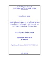 Nghiên cứu hiện trạng và đề xuất một số biện pháp kỹ thuật nhằm phát triển sản xuất lúa lai tại huyện gia bình, tỉnh bắc ninh