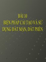 bài giảng công nghệ 10 bài 10 biện pháp cải tạo và sử dụng đất mặn đất phèn