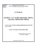 số phức và ý nghĩa hinh học trong ct phổ thông
