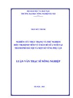 Nghiên cứu thực trạng và thử nghiệm điều trị bệnh viêm vú ở đàn bò sữa nuôi tại thành phố hà nội và một số vùng phụ cận