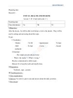 giáo án tiếng anh 7 unit 10 - health and hygiene