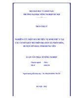 Nghiên cứu một số chỉ tiêu vệ sinh thú y tại các cơ sở giết mổ trên địa bàn xã nhân hoà, huyện mỹ hào, tỉnh hưng yên