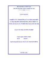 Nghiên cứu ảnh hưởng của lượng đạm bón và mật độ đến sinh trưởng, phát triển và năng suất lúa VL 75 trên đất gia lâm, hà nội