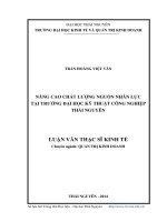 Nâng cao chất lượng nguồn nhân lực tại trường Đại học Kỹ thuật công nghiệp Thái Nguyên