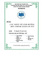 Tiểu luận tài chính doanh nghiệp CÁC NHÂN TỐ ẢNH HƯỞNG ĐẾN CHÍNH SÁCH CỔ TỨC