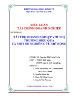 TIỂU LUẬN TÀI CHÍNH DOANH NGHIỆP TÀI TRỢ DOANH NGHIỆP VỚI THỊ TRƯỜNG HIỆU QUẢ VÀ MỘT SỐ NGHIÊN CỨU MỞ RỘNG