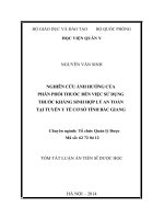 tóm tắt luận án nghiên cứu ảnh hưởng của phân phối thuốc đến việc sử dụng thuốc kháng sinh hợp lý an toàn tại tuyến y tế cơ sở tỉnh bắc giang