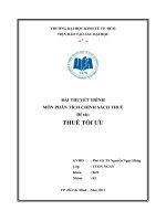 TIỂU LUẬN MÔN PHÂN TÍCH CHÍNH SÁCH THUẾ THUẾ TỐI ƯU