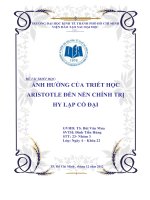 Tiểu luận triết ẢNH HƯỞNG CỦA TRIẾT HỌC ARISTOTLE ĐẾN NỀN CHÍNH TRỊ    HY LẠP CỔ ĐẠI