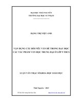 Vận dụng câu hỏi nêu vấn đề trong dạy học các tác phẩm văn học trung đại ở lớp 9 trung học cơ sở