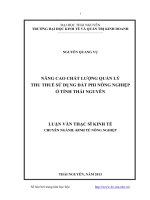 Nâng cao chất lượng quản lý thu thuế sử dụng đất phi nông nghiệp ở tỉnh Thái Nguyên