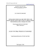 Chỉ đạo hoạt động dạy học môn tiếng anh trong trường trung học cơ sở của phòng GD và ĐT thành phố Hạ Long tỉnh Quảng Ninh