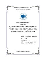 TIỂU LUẬN TRIẾT HỌC SỰ TƯƠNG ĐỒNG VÀ KHÁC BIỆT GIỮA TRIẾT HỌC NHO GIA  VÀ PHÁP GIA   Ở TRUNG QUỐC THỜI CỔ ĐẠI