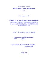 NGHIÊN CỨU SỬ DỤNG MỘT SỐ CHẾ PHẨM SINH HỌC VÀ HÓA HỌC ĐỂ PHÒNG CHỐNG BỆNH HẠI CHÍNH  DO NẤM GÂY RA TRÊN LẠC BẢO QUẢN TRONG KHO TẠI TỈNH BẮC GIANG