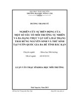 Nghiên cứu sự biến động của một số yếu tố môi trường tự nhiên và đa dạng thực vật giữa hai trạng thái rừng nguyên sinh và thứ sinh tại vườn quốc gia Ba Bể, tỉnh Bắc Kạn.