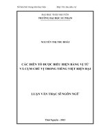 Các diễm tố được biểu hiện bằng vị từ và cụm chủ vị trong tiếng việt hiện đại