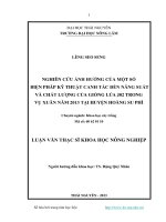 Nghiên cứu ảnh hưởng của một số biện pháp kỹ thuật canh tác đến năng xuất và chất lượng giống lúa J02 trong vụ xuân năm 2013 tại huyện Hoàng Su Phì