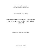 Phép vô hướng hóa và điều kiện tối ưu cho bài toán cân bằng véc tơ