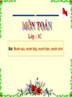 bài giảng toán 1 chương 3 bài 7 mười sáu, mười bảy, mười tám, mười chín