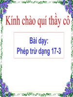 bài giảng toán 1 chương 3 bài 10 phép trừ dạng 17-3