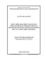 Hoàn thiện hoạt động thanh toán quốc tế cho xuất nhập hàng hóa tại chi nhánh ngân hàng thương mại cổ phần đầu tư và phát triển Vĩnh Phúc