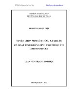 Tuyển chọn mọt số chủng xạ khuẩn có hoạt tính kháng sinh cao thuộc chi streptomyces