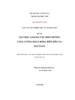 dạy học giải bài tập theo hướng tăng cường hoạt động biến đổi các bài toán