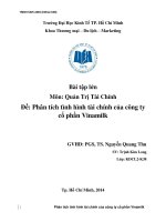phân tích tài chính công ty cổ phần sữa vinamilk