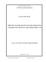 Thiết kế vector chuyển gen GSHI nhằm nâng cao khả năng tích lũy asen trong thực vật