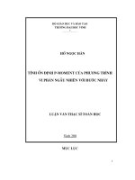 tính ổn định p - moment của phương trình vi phân ngẫu nhiên với bước nhảy