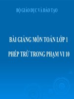 bài giảng toán 1 chương 2 bài 16 phép trừ trong phạm vi 10