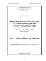 Biện pháp quản lý hoạt động bồi dưỡng giáo viên theo chuẩn nghề nghiệp của hiệu trưởng trường THPT huyện Gia Bình tỉnh Bắc Ninh