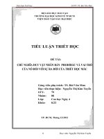 TIỂU LUẬN TRIẾT HỌC CHỦ NGHĨA DUY VẬT NHÂN BẢN  PHOIƠBẮC VÀ VAI TRÒ CỦA NÓ ĐỐI VỚI SỰ RA ĐỜI CỦA TRIẾT HỌC MÁC