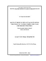 Quản lý dịch vụ bản lẻ tại ngân hàng thương mại cổ phần đầu tư và phát triển Việt Nam chi nhánh Vĩnh Phúc