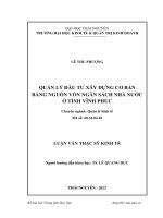 Quản lý đầu tư xây dựng cơ bản bằng nguồn vốn ngân sách nhà nước ở tỉnh Vĩnh Phúc