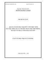 Quản lý giáo dục đạo đức cho học sinh dân tộc thiểu số các trường trung học phổ thông huyện Võ Nhai, tỉnh Thái Nguyên