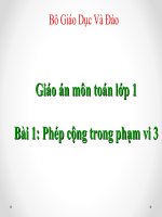 bài giảng toán 1 chương 2 bài 1 phép cộng trong phạm vi 3