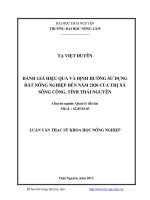 Đánh giá hiệu quả và định hướng sử dụng đất nông nghiệp đến năm 2020 của thị xã Sông Công, tỉnh Thái Nguyên