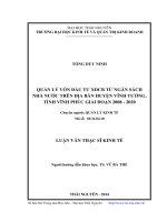 Quản lý vốn đầu tư xây dựng cơ bản ngân sách nhà nước trên địa bàn Huyện Vĩnh Tường, tỉnh Vĩnh Phúc giai đoạn 2008 đến 2020