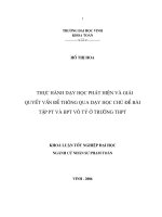 thực hành dạy học phát hiện và giải quyết vấn đề thông qua dạy học chủ đề giải bài tập phương trình và bất phương trình vô tỷ ở trường trung học phổ thông