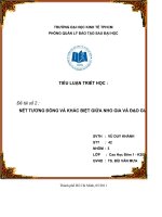 TIỂU LUẬN TRIẾT HỌC NÉT TƯƠNG ĐỒNG VÀ KHÁC BIỆT GIỮA NHO GIA VÀ ĐẠO GIA