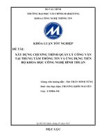 XÂY DỰNG CHƯƠNG TRÌNH QUẢN LÝ CÔNG VĂN TẠI TRUNG TâM THÔNG TIN VÀ ỨNG DỤNG TIẾN BỘ KHOA HỌC CÔNG NGHỆ BÌNH THUẬN